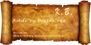 Koháry Boglárka névjegykártya